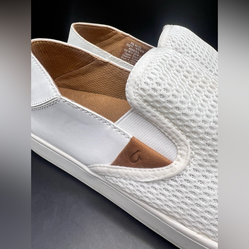 OluKai Women's White Slip-On Pehuea breathable slip on shoes - Picture 4 of 8